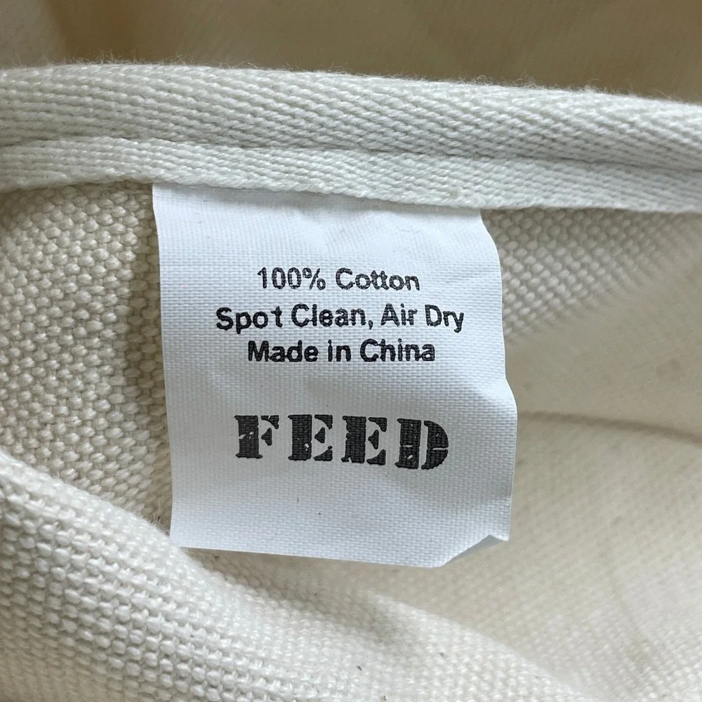 FEED 10 Canvas Tote Bag Natural Off-White Olive Green Straps Bulldog Drummond‎